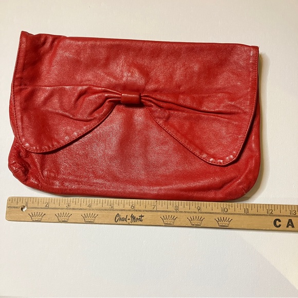 Vintage 80s 90s Red Leather Clutch - Picture 13 of 14